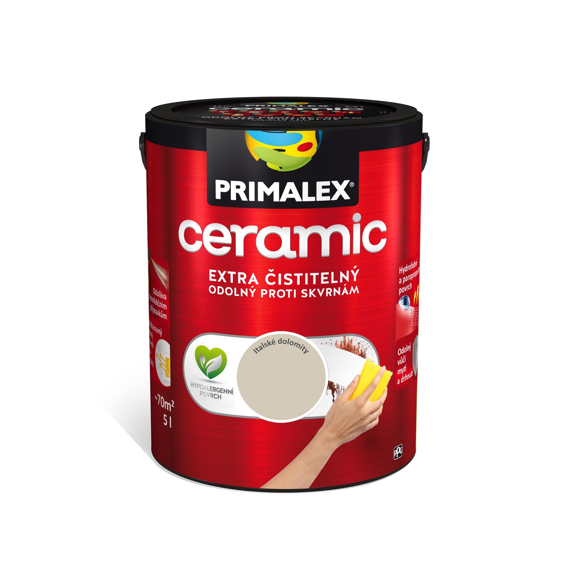 PRIMALEX ceramic umývateľná interiérová farba na stenu rodinné striebro 5 l