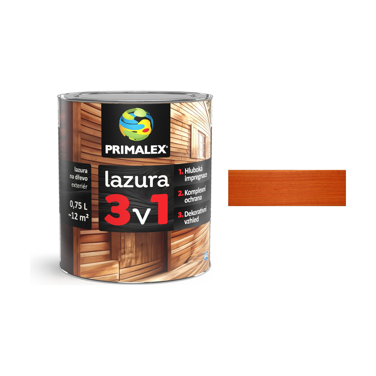 PRIMALEX lazura 3v1 tis 0,75 l, tenkovrstvá lazúra na drevo
