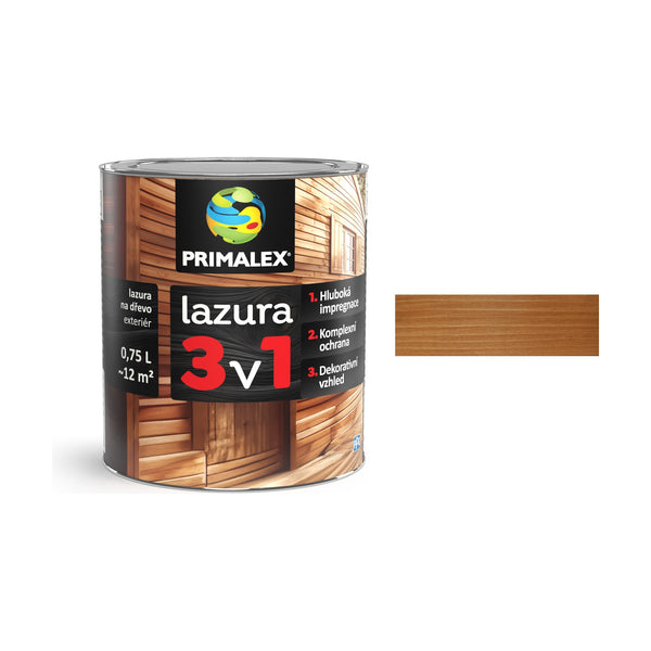 PRIMALEX lazura 3v1 tis 0,75 l, tenkovrstvá lazúra na drevo
