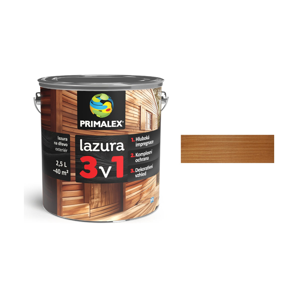 PRIMALEX lazura 3v1 tis 2,5 l, tenkovrstvá lazúra na drevo
