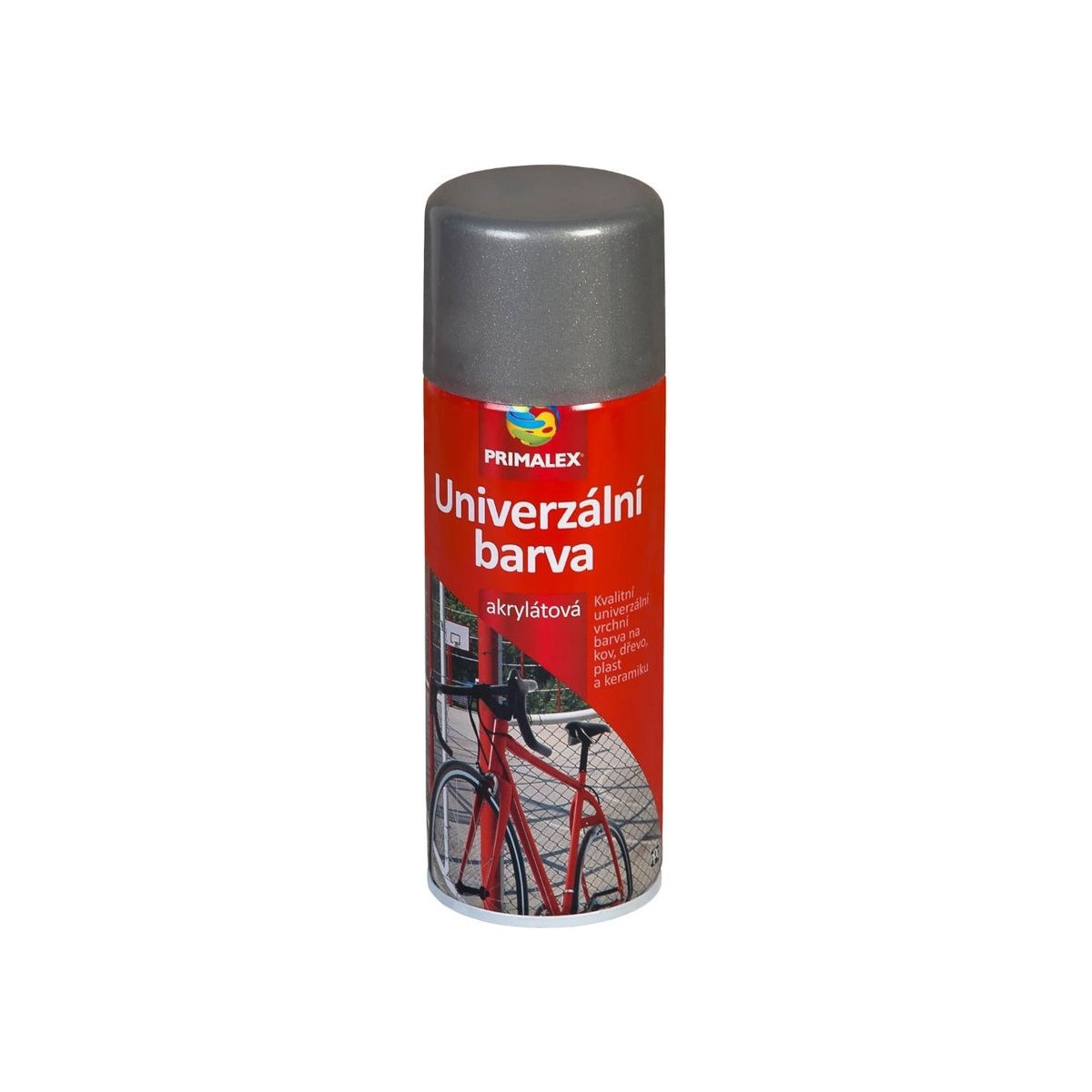 PRIMALEX Rýchloschnúca univerzálna akrylátová farba v spreji 400 ml RAL9007 Siva hlinikova