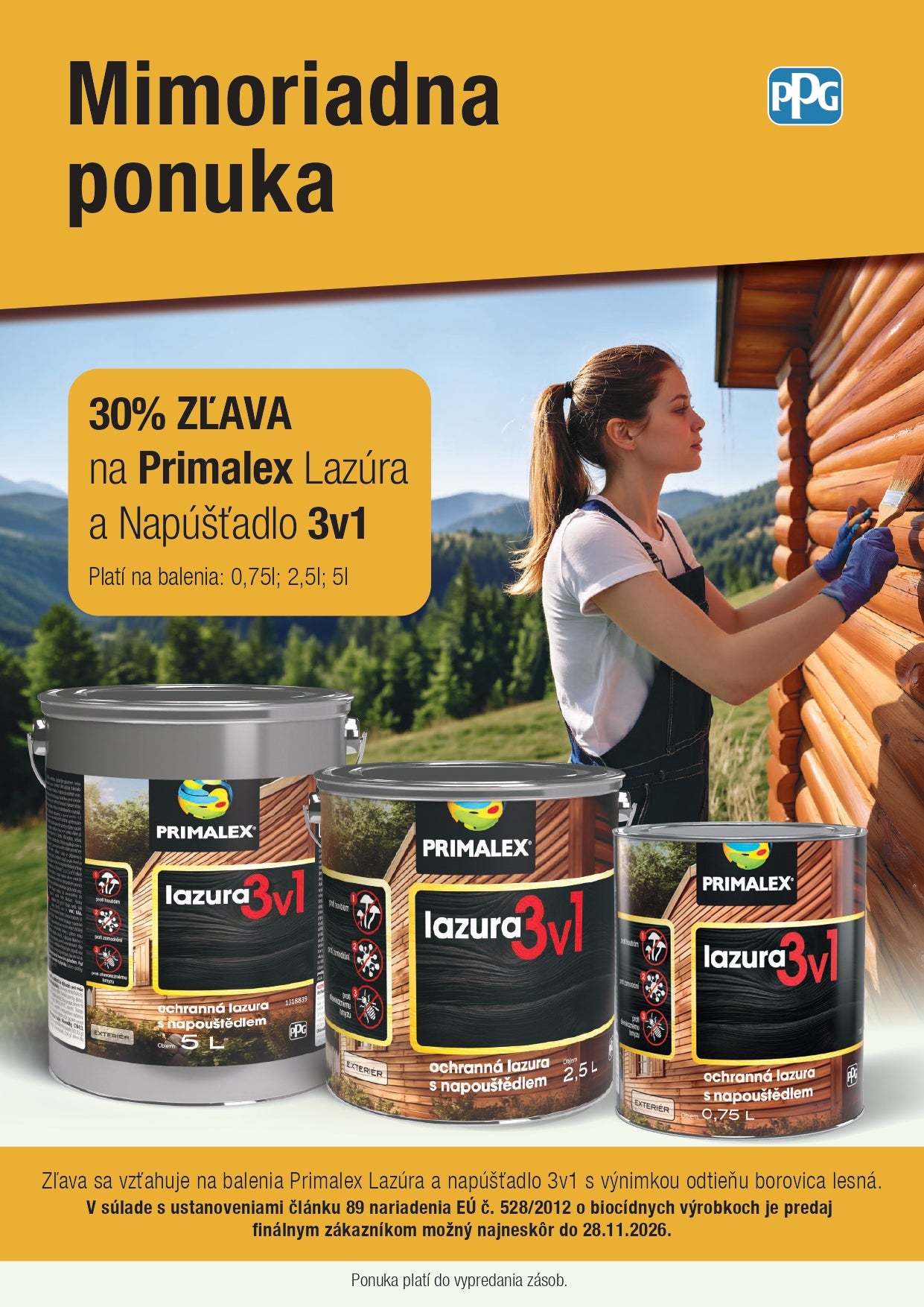 PRIMALEX lazura 3v1 ochranná lazúra na drevo s napúšťadlom exteriér