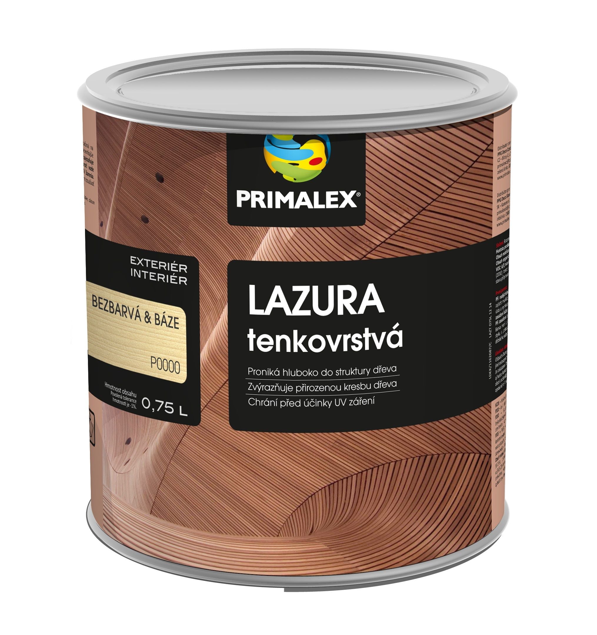 PRIMALEX LAZÚRA tenkovrstvá na drevo farebná 0,75 l