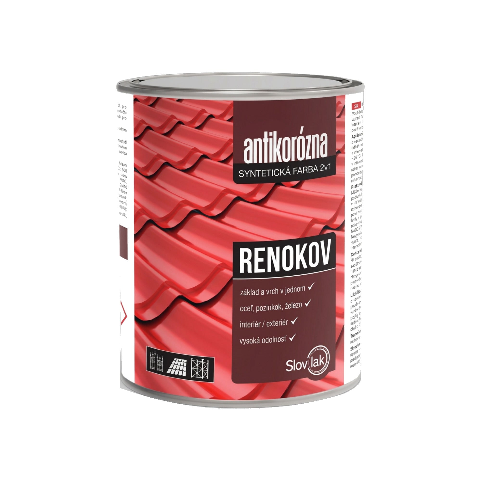 Slovlak RENOKOV antikorózna oteruvzdorná syntetická farba na kov 2v1