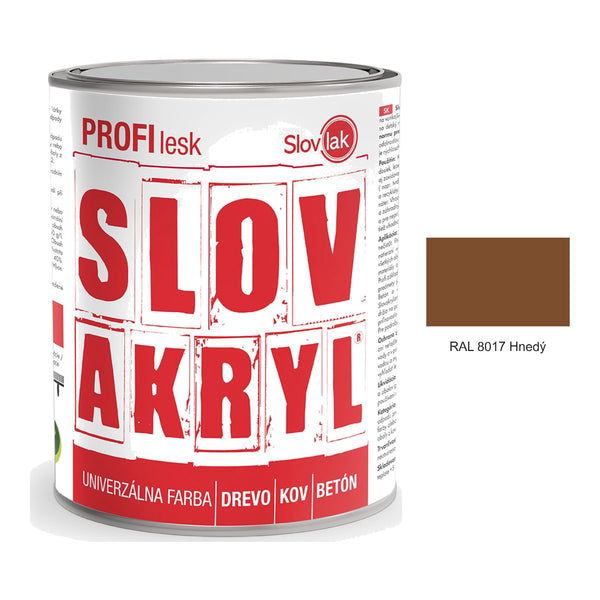 SLOVAKRYL PROFI lesk vodou riediteľná univerzálna rýchloschnúca farba na drevo, kov a betón - RAL 8017 Hnedý