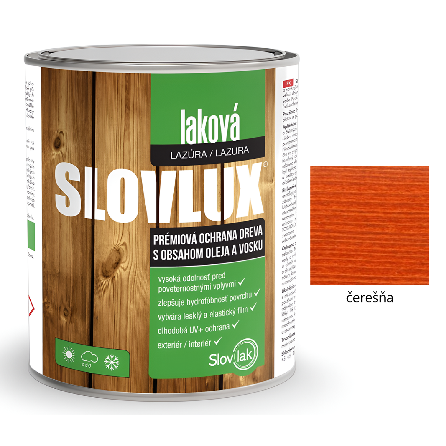 Slovlak SLOVLUX laková hrubovrstvá lazúra na drevo - čerešňa