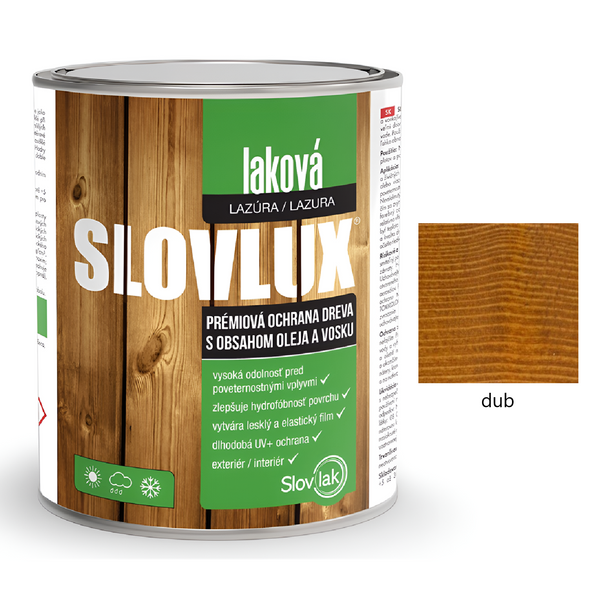 Slovlak SLOVLUX laková hrubovrstvá lazúra na drevo - dub