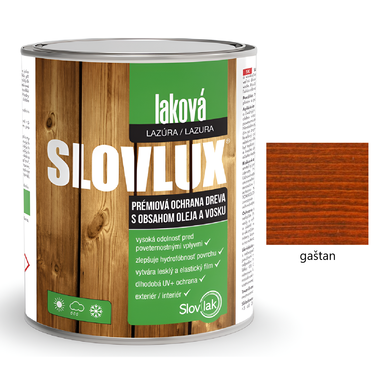 Slovlak SLOVLUX laková hrubovrstvá lazúra na drevo - zlatý dub