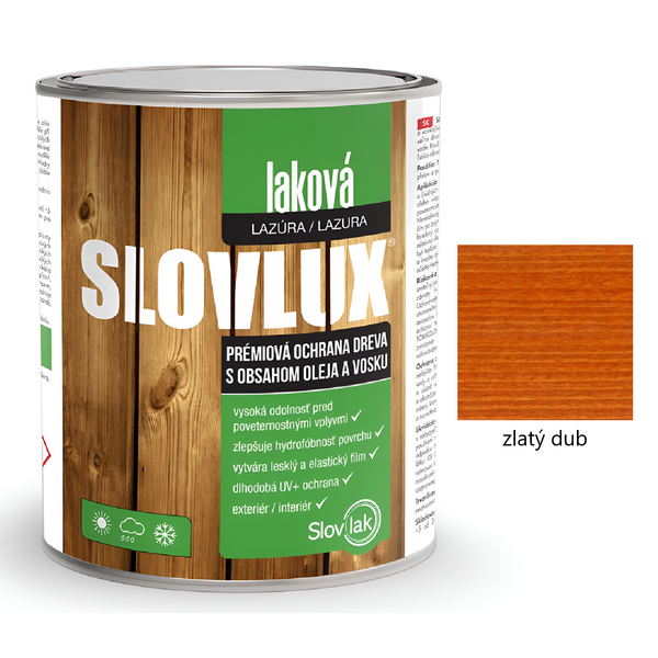 Slovlak SLOVLUX laková hrubovrstvá lazúra na drevo - zlatý dub