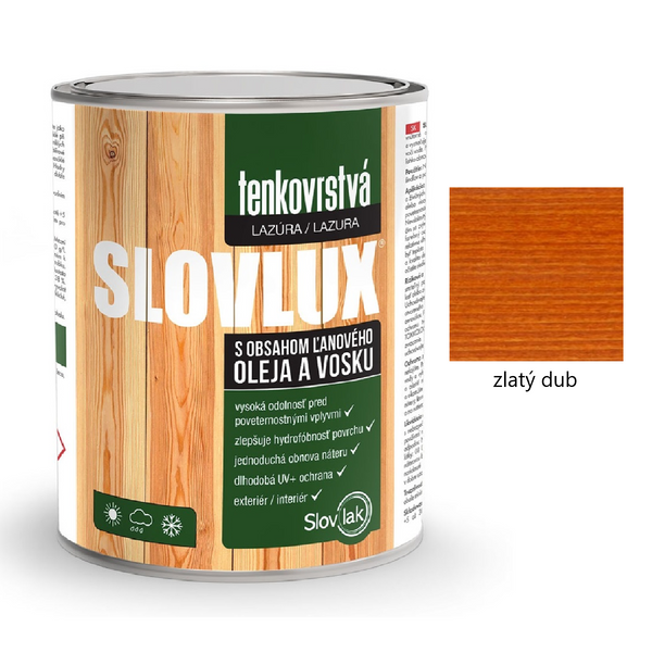 Slovlak SLOVLUX tenkovrstvá lazúra na drevo - zlatý dub
