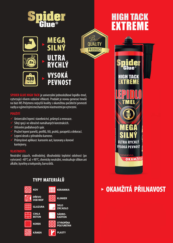 Spider Glue HIGH TACK EXTREME montážne lepidlo 290 ml - letáčik