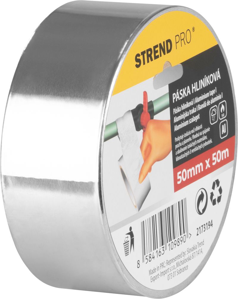 Strend Pro Páska hliníková POP s hliníkovou vrstvou, obal 50 mm x 50 m