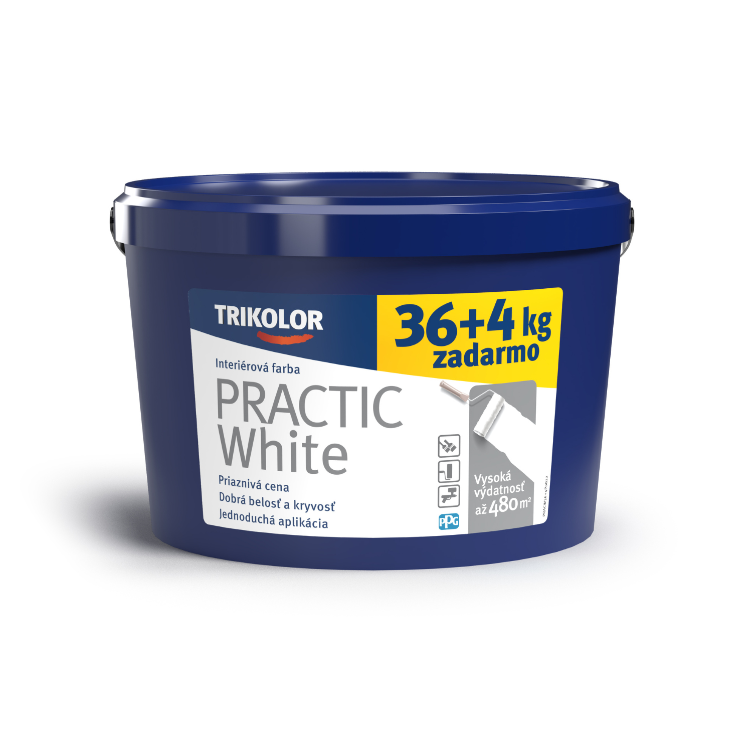 TRIKOLOR PRACTIC White biela matná maliarska farba 36 + 4 kg