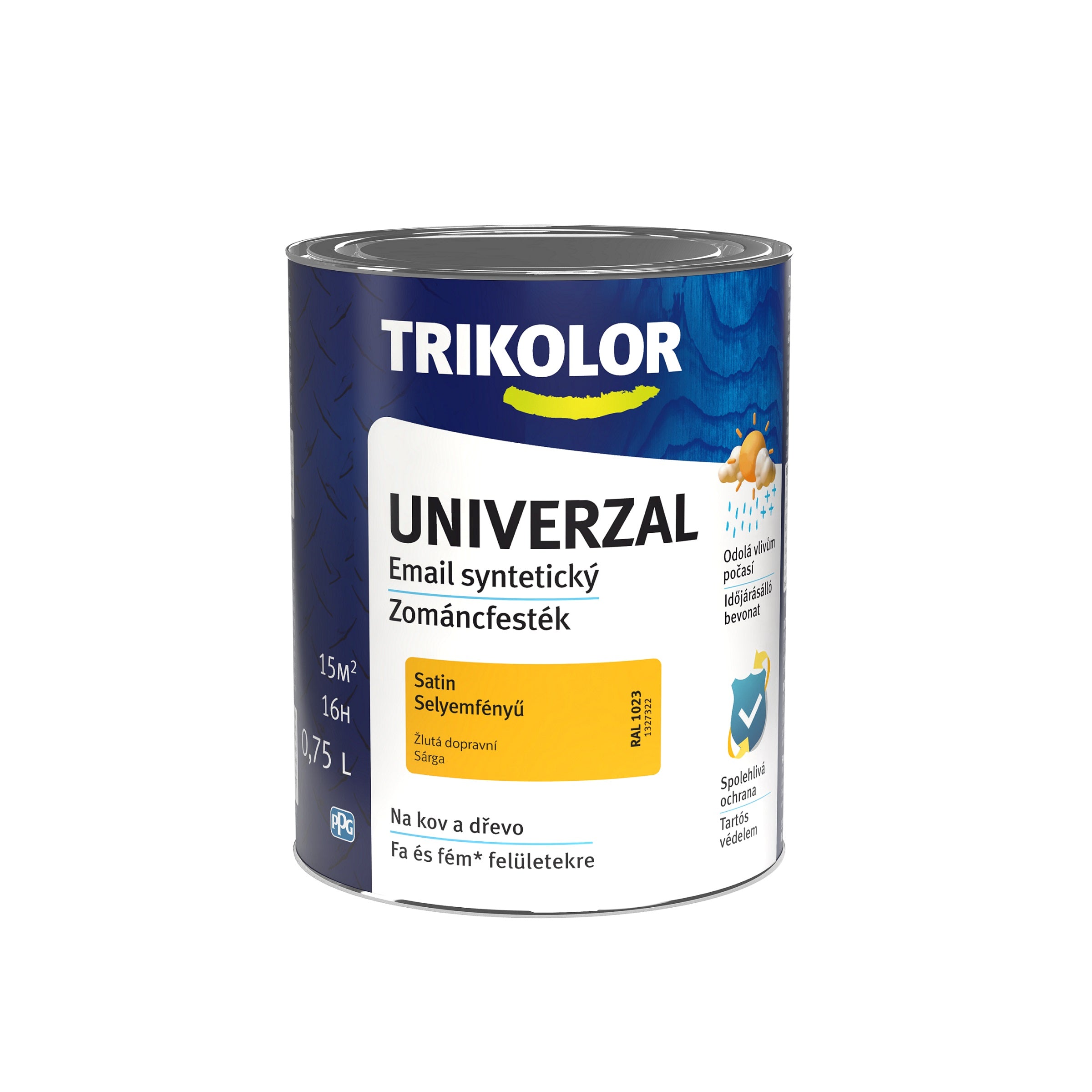 TRIKOLOR UNIVERZAL Email univerzálna vrchná syntetická farba na kov a drevo 0,75 l