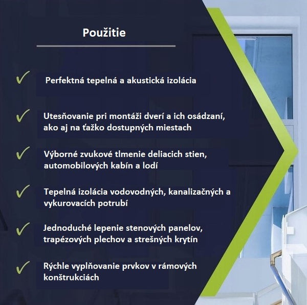 TYTAN Lexy 60 nízkoexpanzná montážna PUR pena trubičková 860 ml - použitie