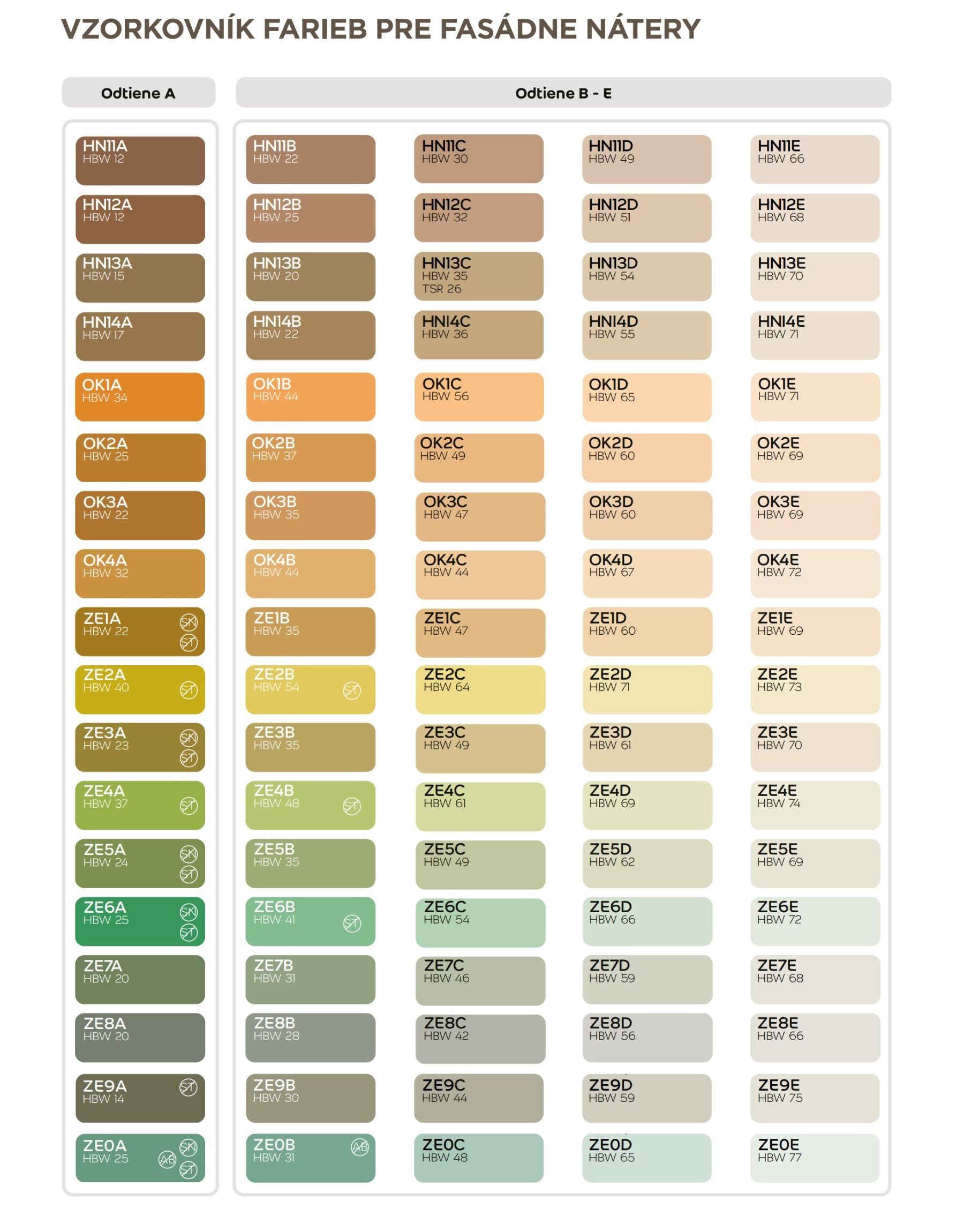 Weber Weberton silikátová fasádna farba - vzorkovník farieb