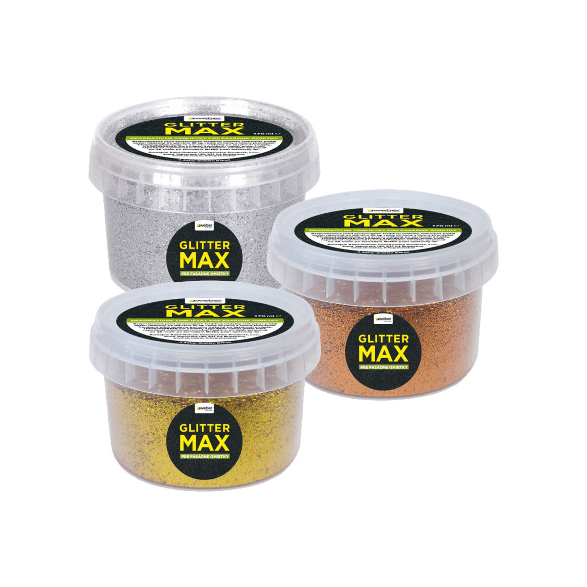 Weber glitter MAX 170 ml - dekoratívne trblietky do fasádnej omietky silver, gold, bronze
