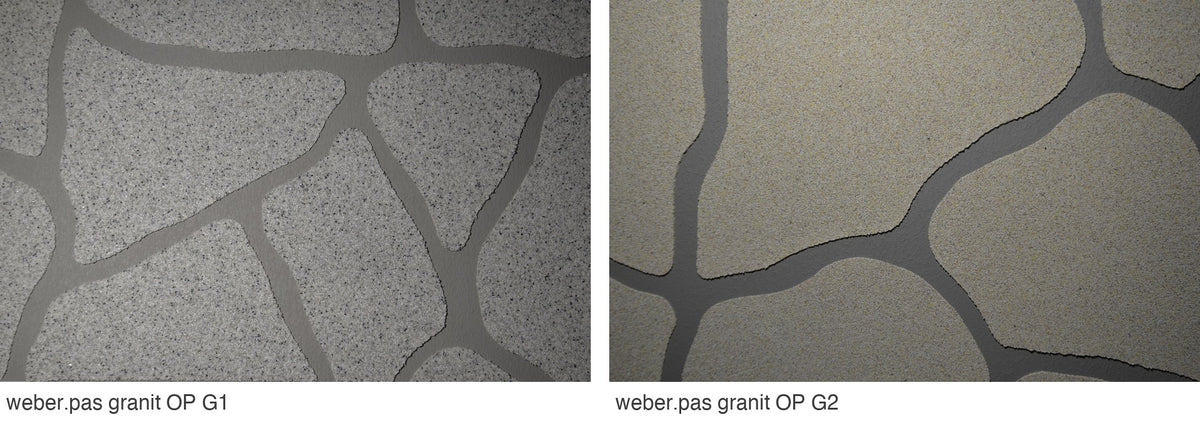 Weber Weberpas granit - porovnanie odtieňov OP G1 a OP G2