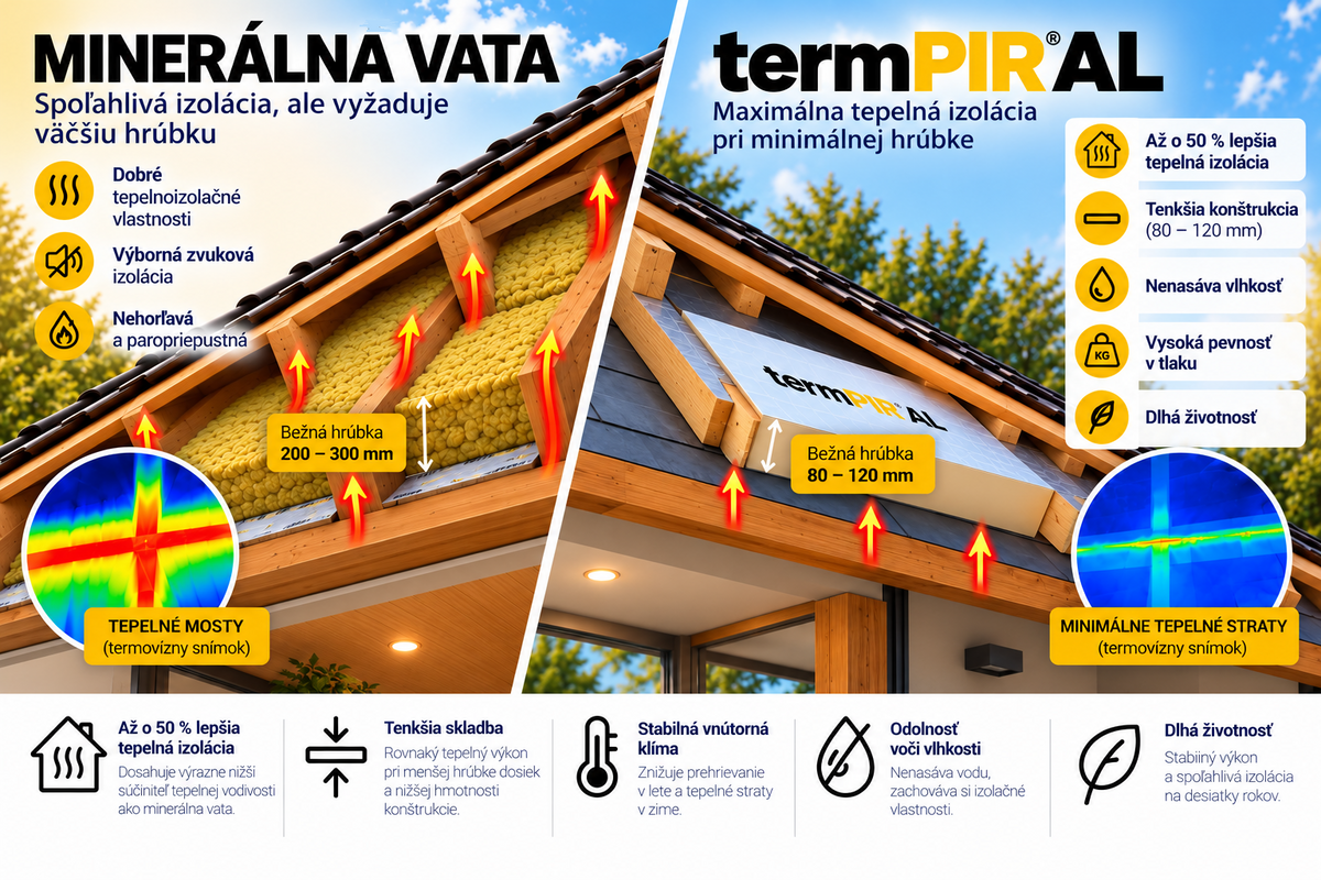 termPIR AL PIR dosky tepelná izolácia - dom s trojvrstvovou vonkajšou stenou