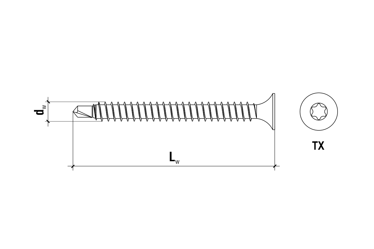 Samorezná izolačná skrutka ETANCO GTS-B TX25 Ø4,8 x L mm